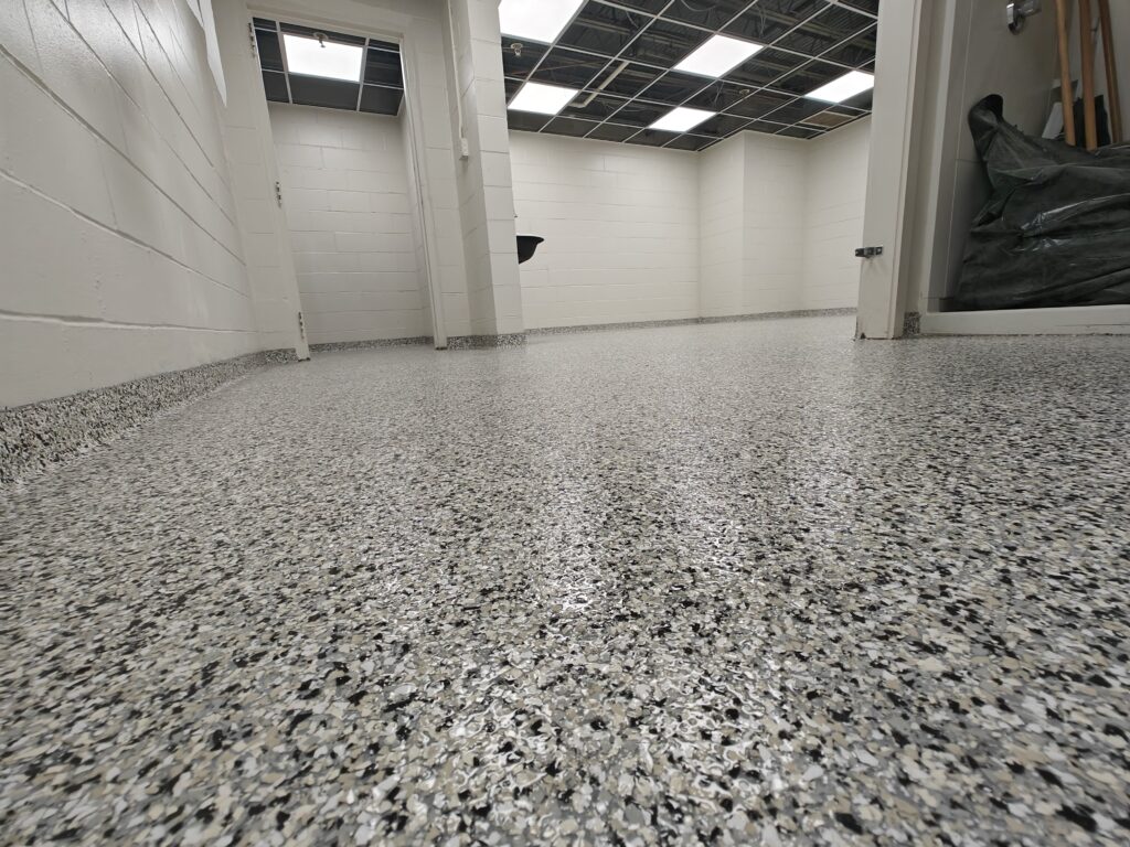 Industrial Epoxy Concrete Coating Elkhart, IN Factory restrooms-min